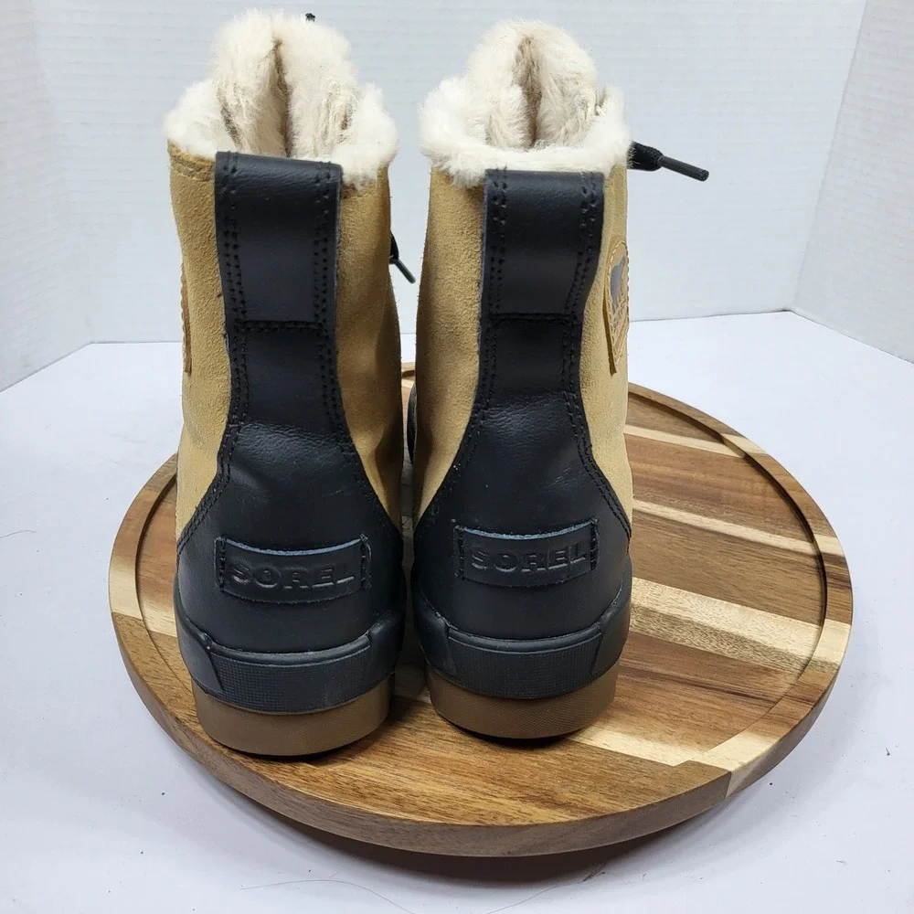 Sorel Tivoli IV Boots Womens 6.5 Tan Black NL3425-373 Waterproof Faux Fur